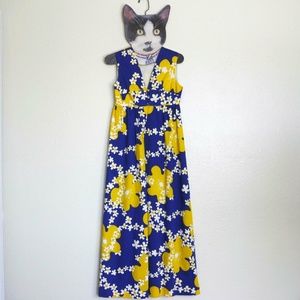 Vintage 60s Hawaiian Psychedelic Floral Dress XS S